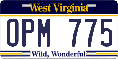 WV license plate OPM775