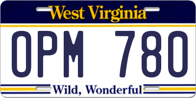 WV license plate OPM780