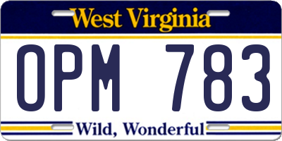 WV license plate OPM783
