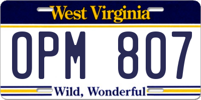 WV license plate OPM807