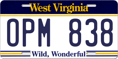 WV license plate OPM838