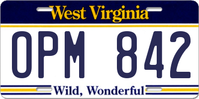 WV license plate OPM842