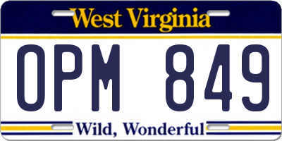 WV license plate OPM849