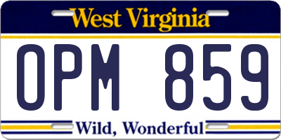 WV license plate OPM859