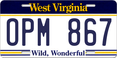 WV license plate OPM867