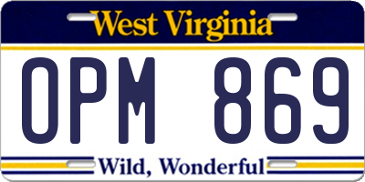 WV license plate OPM869