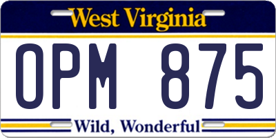 WV license plate OPM875
