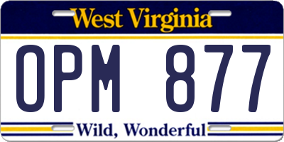 WV license plate OPM877