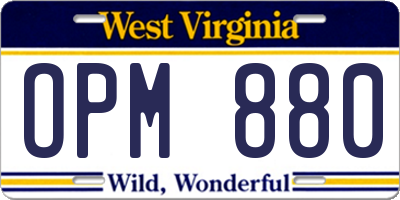 WV license plate OPM880