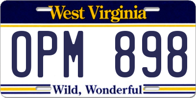 WV license plate OPM898