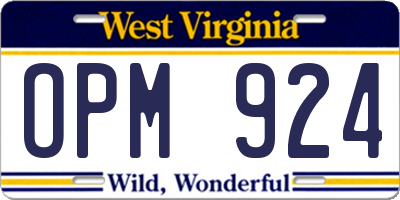 WV license plate OPM924