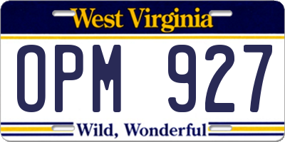 WV license plate OPM927
