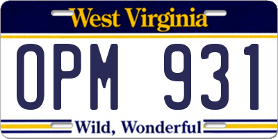 WV license plate OPM931