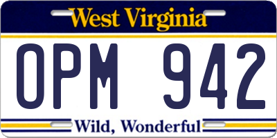 WV license plate OPM942