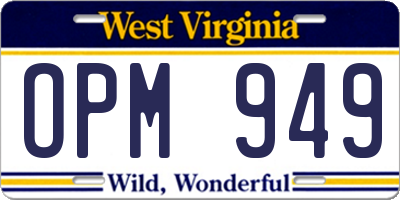 WV license plate OPM949