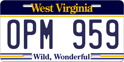 WV license plate OPM959