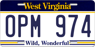 WV license plate OPM974