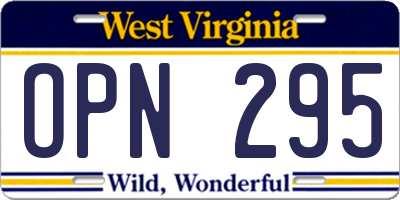 WV license plate OPN295