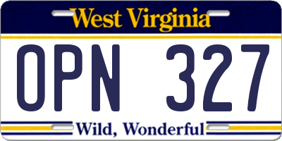 WV license plate OPN327