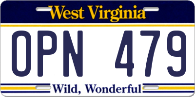 WV license plate OPN479