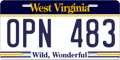 WV license plate OPN483