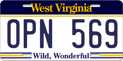 WV license plate OPN569