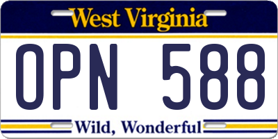 WV license plate OPN588