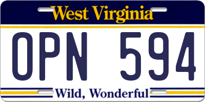 WV license plate OPN594