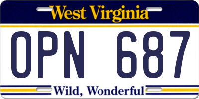 WV license plate OPN687