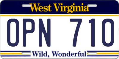 WV license plate OPN710
