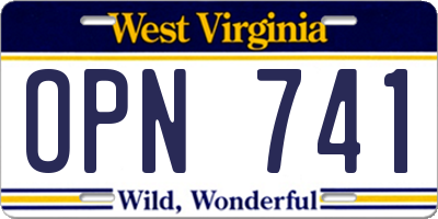 WV license plate OPN741