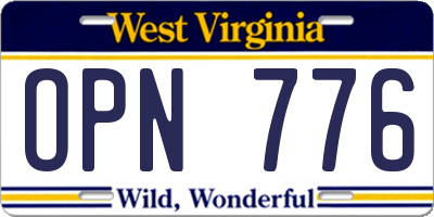 WV license plate OPN776