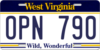 WV license plate OPN790