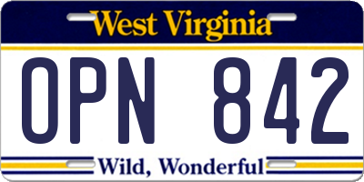 WV license plate OPN842