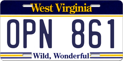 WV license plate OPN861