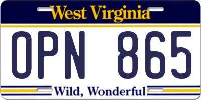 WV license plate OPN865