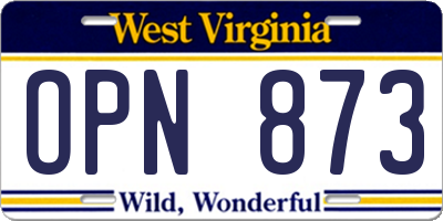 WV license plate OPN873