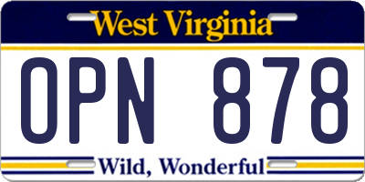 WV license plate OPN878