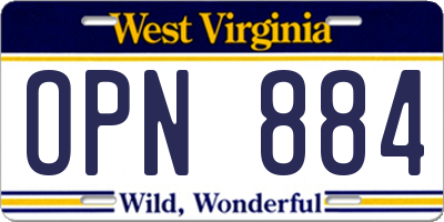 WV license plate OPN884