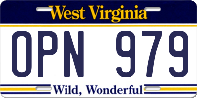 WV license plate OPN979