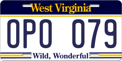 WV license plate OPO079