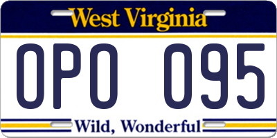 WV license plate OPO095