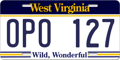 WV license plate OPO127