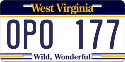 WV license plate OPO177