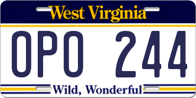 WV license plate OPO244