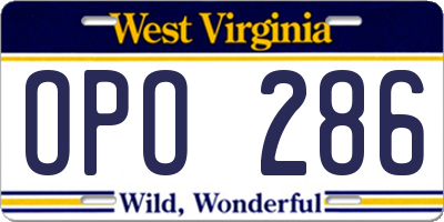 WV license plate OPO286