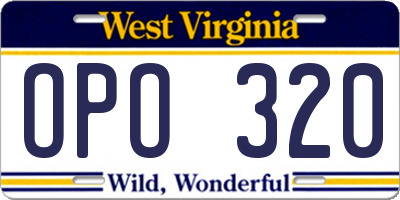 WV license plate OPO320