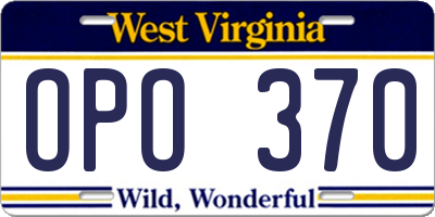 WV license plate OPO370