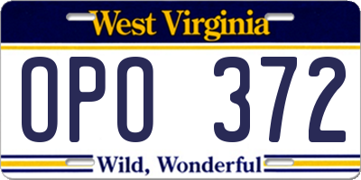 WV license plate OPO372