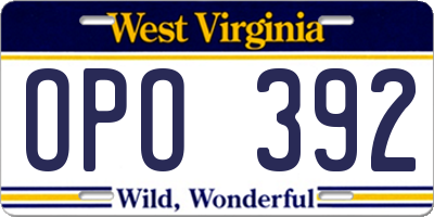 WV license plate OPO392